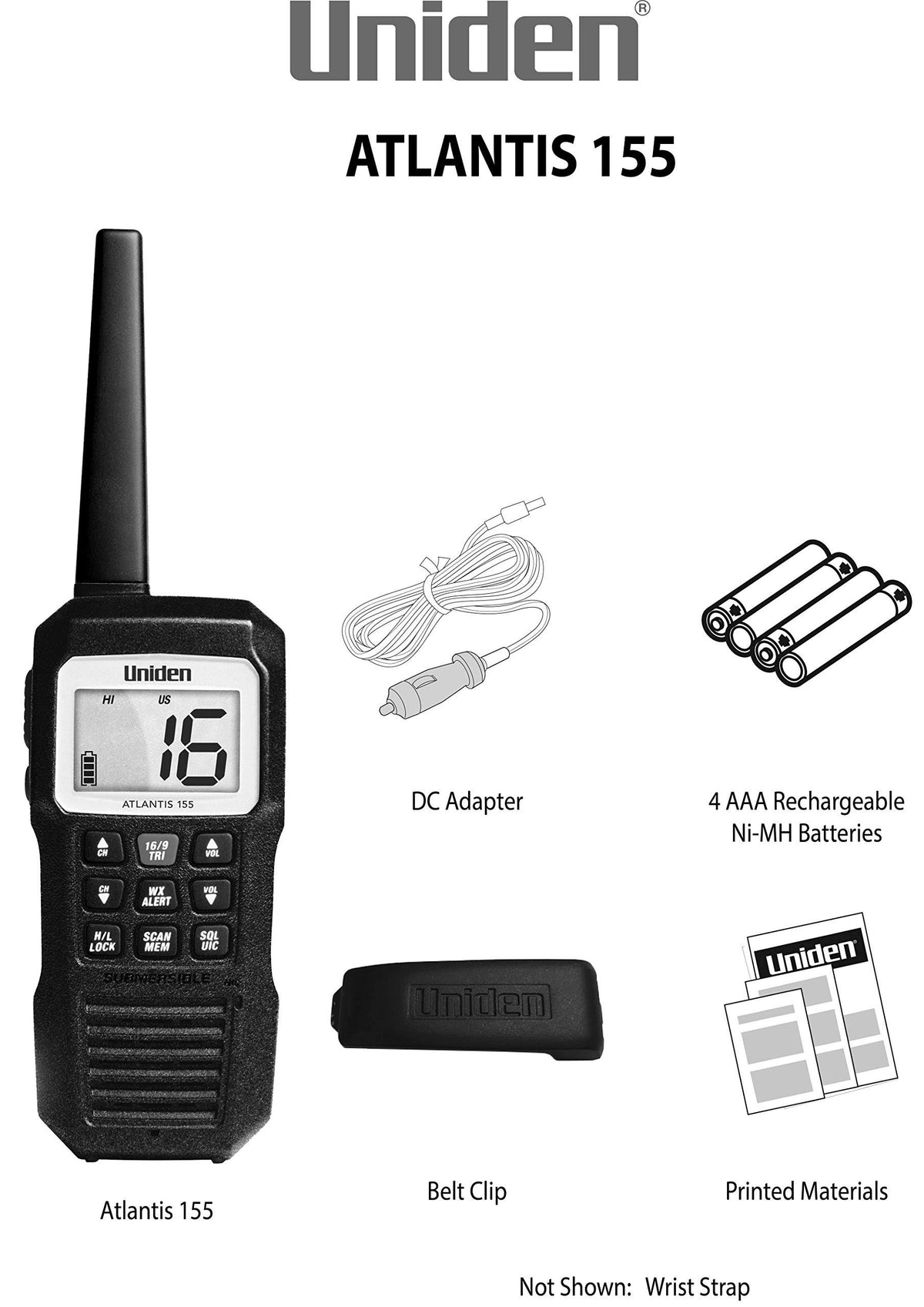 Uniden Atlantis 155 Floating Handheld VHF Marine Radio