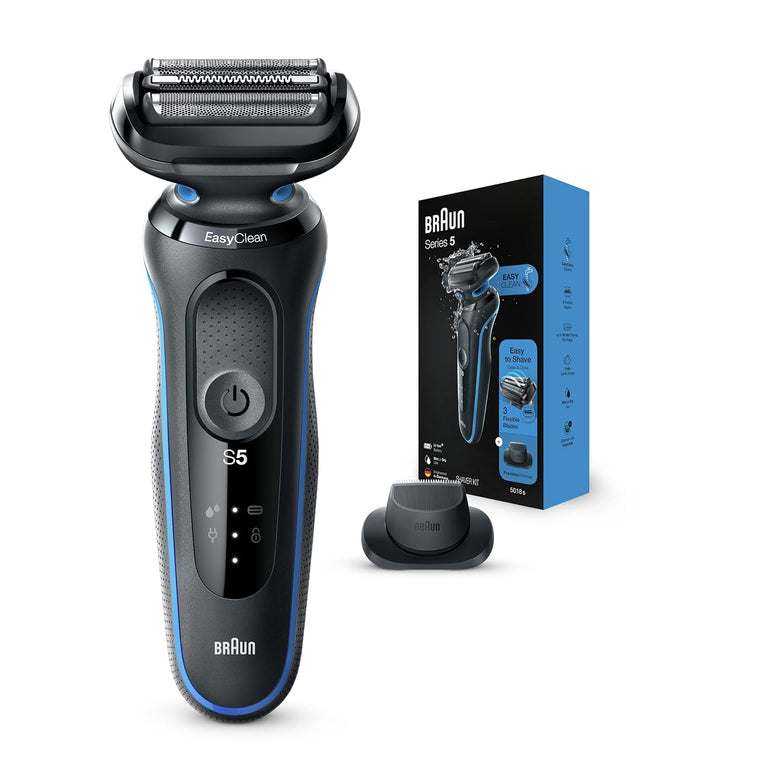 Braun Series 5 5018s Rechargeable Electric Foil Shaver for Men with Precision Beard Trimmer, Wet & Dry Use and EasyClean System
