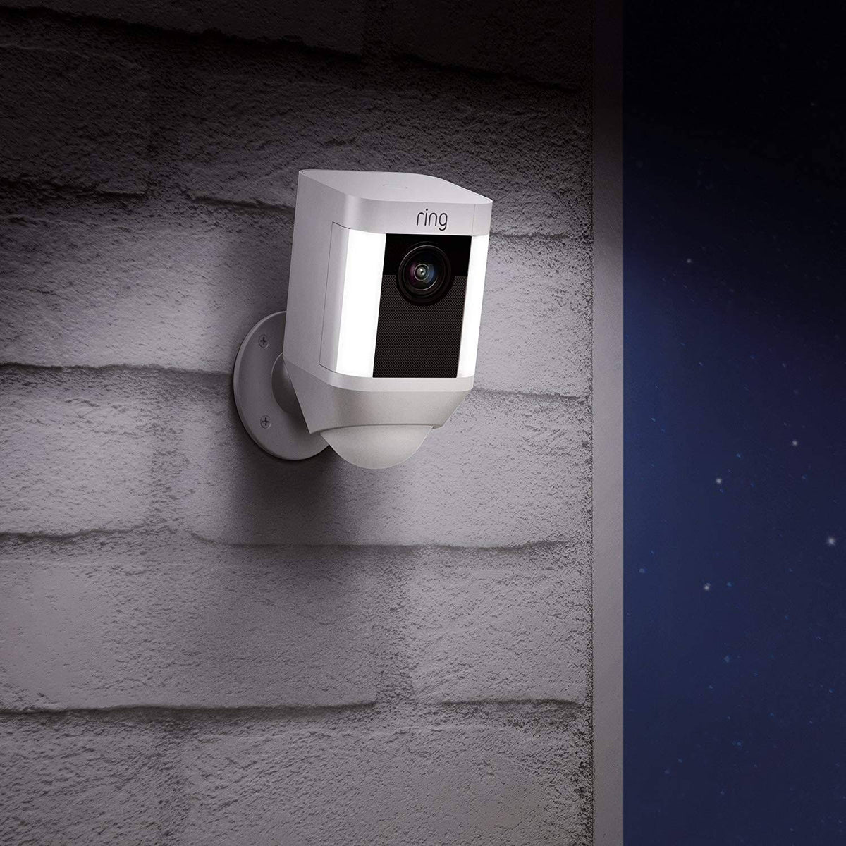 Ring Spotlight Cam Battery Security Camera with Solar Panel Bundle, 1-Pack in White