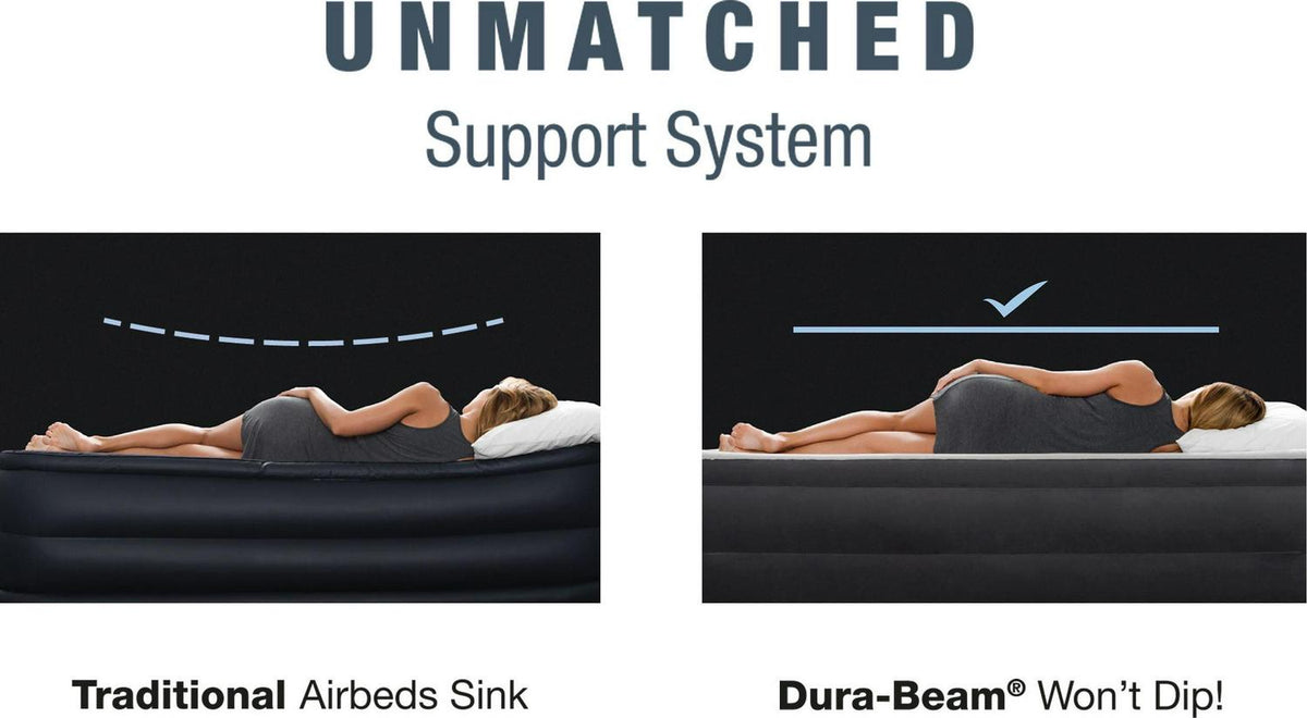 Intex Dura-Beam Queen Air Mattress with 18-Inch Headboard and Built-In Pump