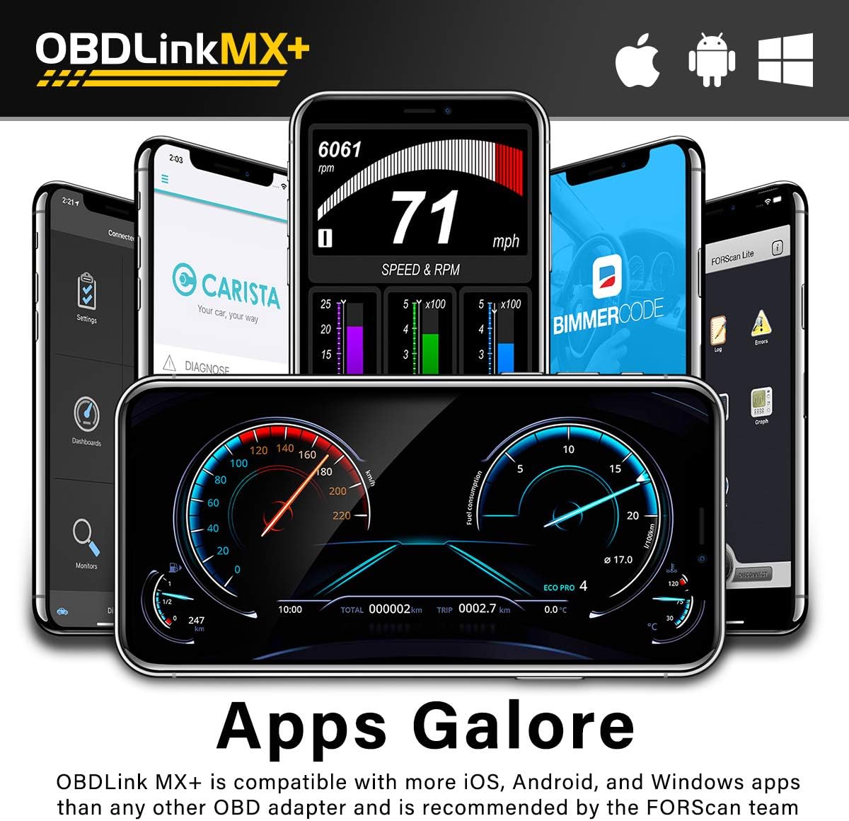 OBDLink MX+ Bluetooth OBD2 Scanner for iPhone, Android, and Windows
