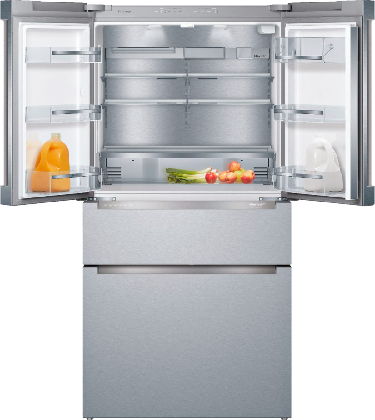 Bosch 800 Series Counter-Depth Smart Refrigerator, 20.5 Cu. Ft. with 4-Door French Door Configuration, Stainless Steel