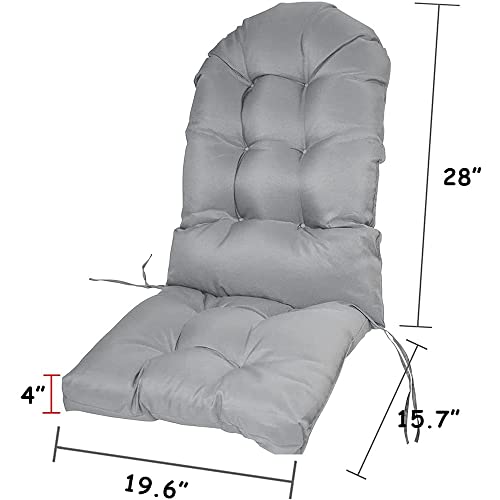 Tufted Adirondack Chair Cushion with High Back, Waterproof UV-Resistant Outdoor Seat Pad for Patio and Lawn Furniture, Gray
