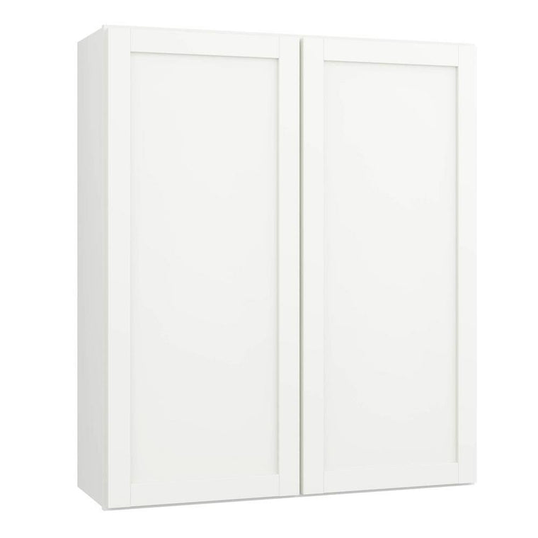 Hampton Bay Courtland 36 × 42 × 12 in. Wall Kitchen Cabinet with Shaker Doors, Polar White Laminate Finish, Assembled
