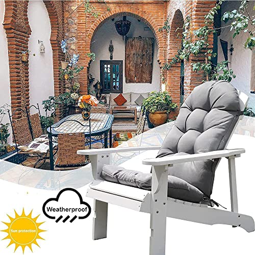 Tufted Adirondack Chair Cushion with High Back, Waterproof UV-Resistant Outdoor Seat Pad for Patio and Lawn Furniture, Gray