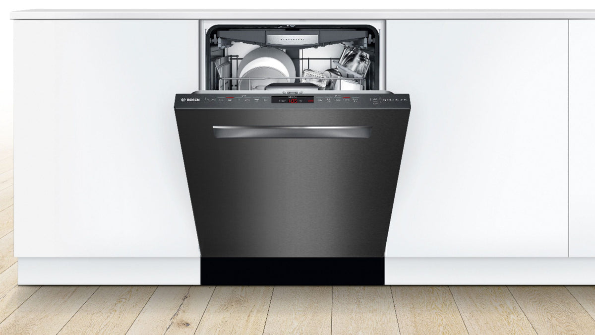 Bosch 800 Series Built-In Dishwasher, 24-Inch Top Control Design with CrystalDry, Third Rack, Stainless Steel Tub and 42 dBA Operation, Black Stainless Steel