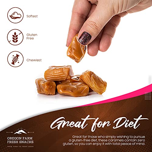 Oregon Farm Fresh Snacks Individually Wrapped Sea Salt and Vanilla Caramels, Soft Gluten-Free Chewy Candy, 16 oz